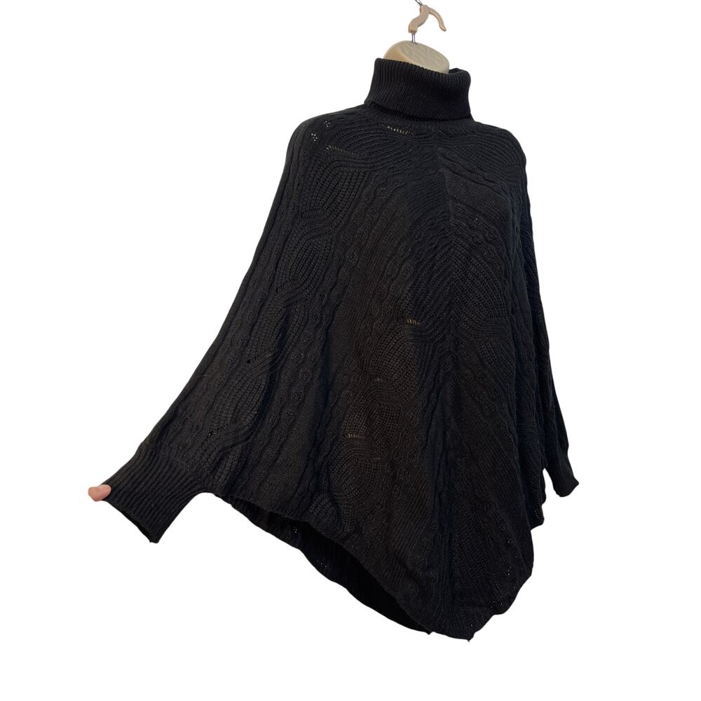 Shein Black Patterned Knit Angel Arm Open Bottom Sweater Medium Pre-owned - Picture 3 of 7